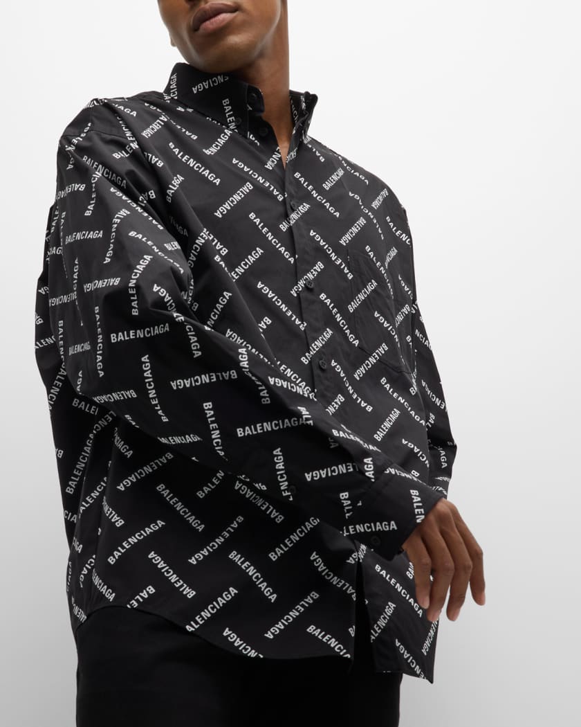 Men's Diagonal Allover Logo Sport Shirt