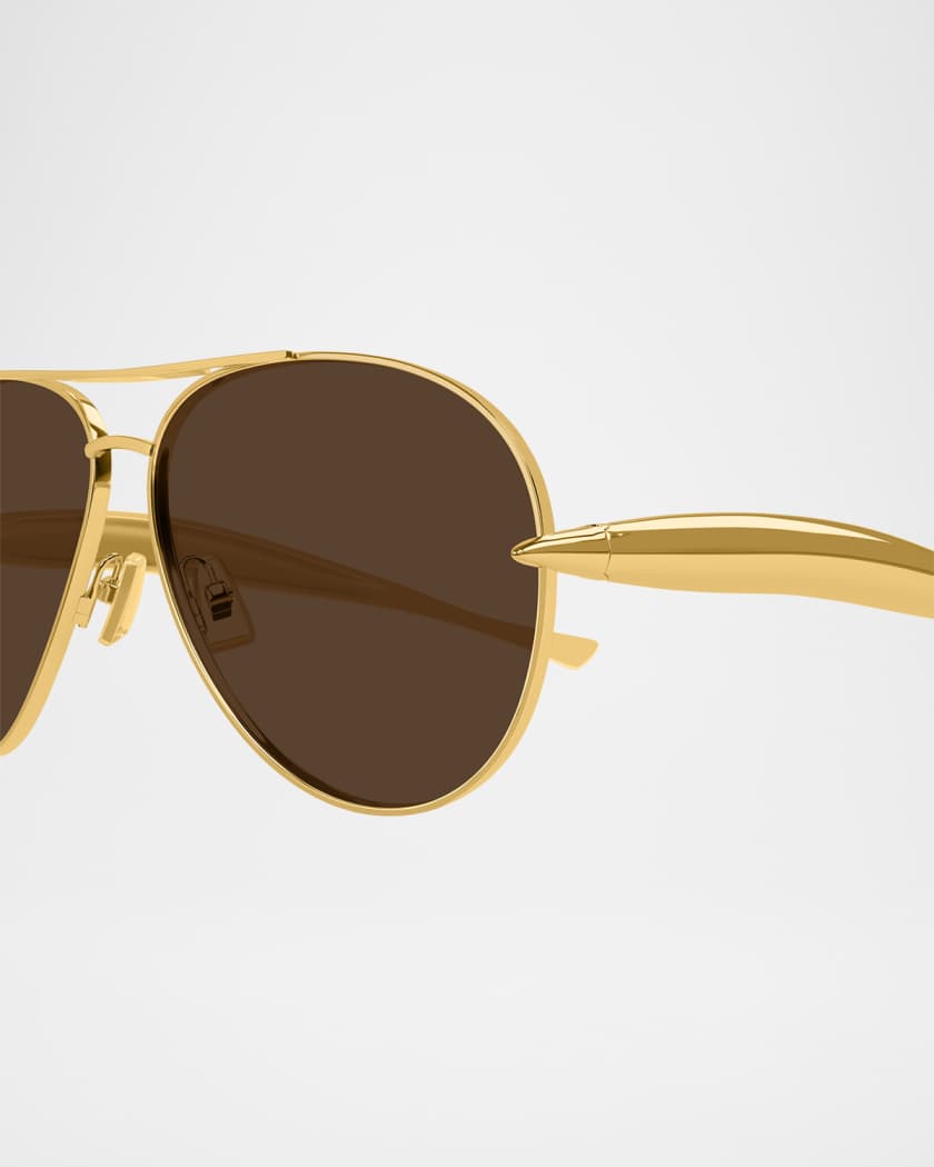Curved Metal Aviator Sunglasses 