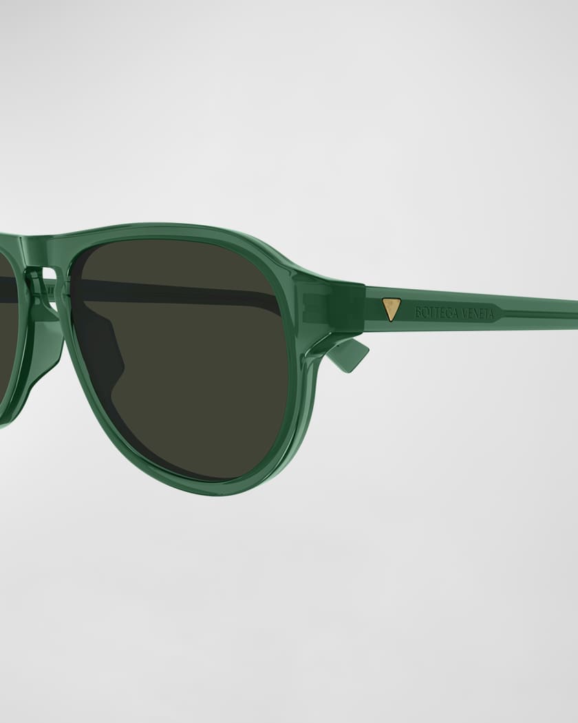 Men's Keyhole-Bridge Acetate Oval Sunglasses