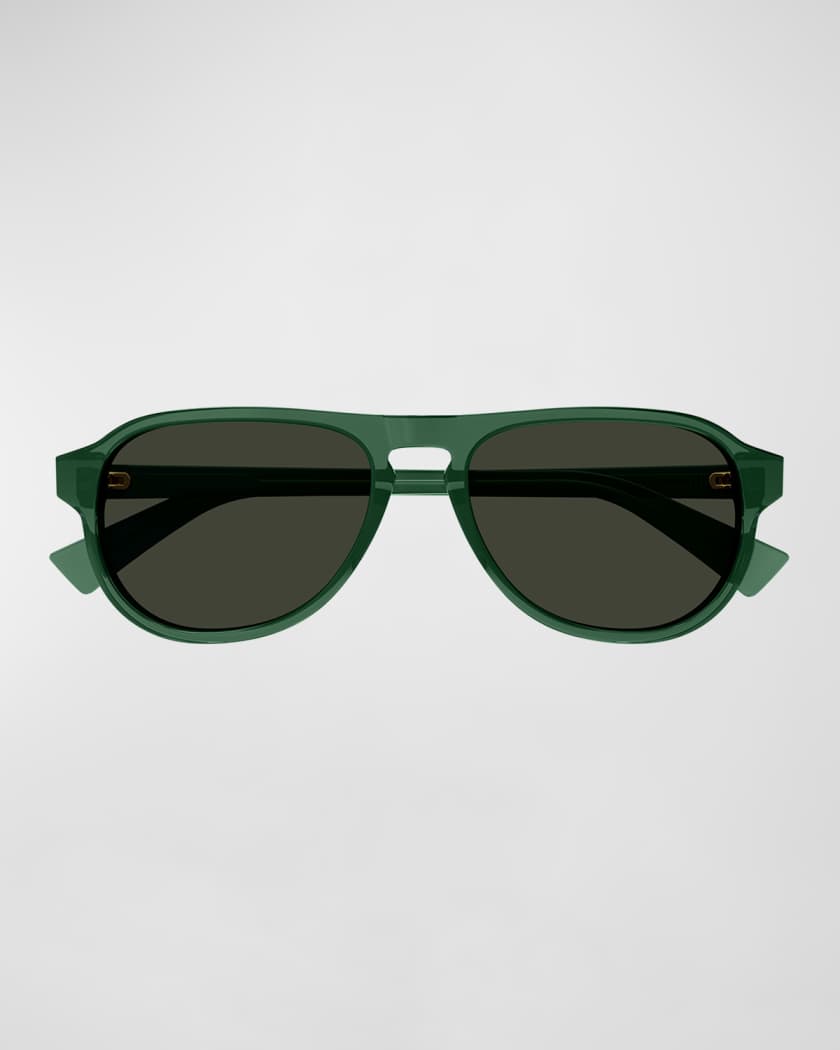 Men's Keyhole-Bridge Acetate Oval Sunglasses
