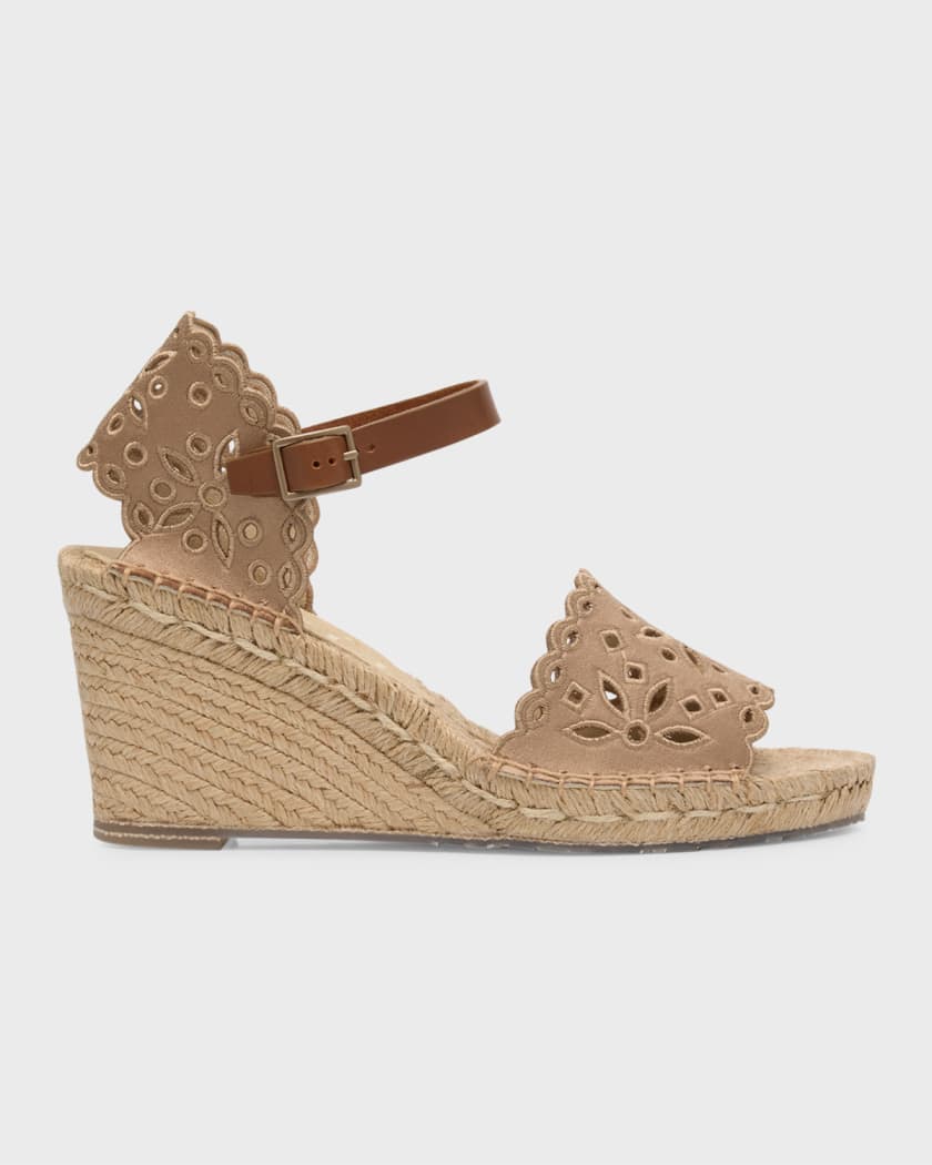 Pedro Garcia Orito Satin Eyelet Wedge Espadrilles Neiman Marcus