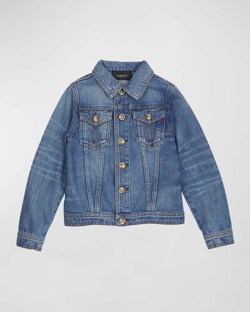 Boy s Marine Embroidered Denim Jacket Neiman Marcus