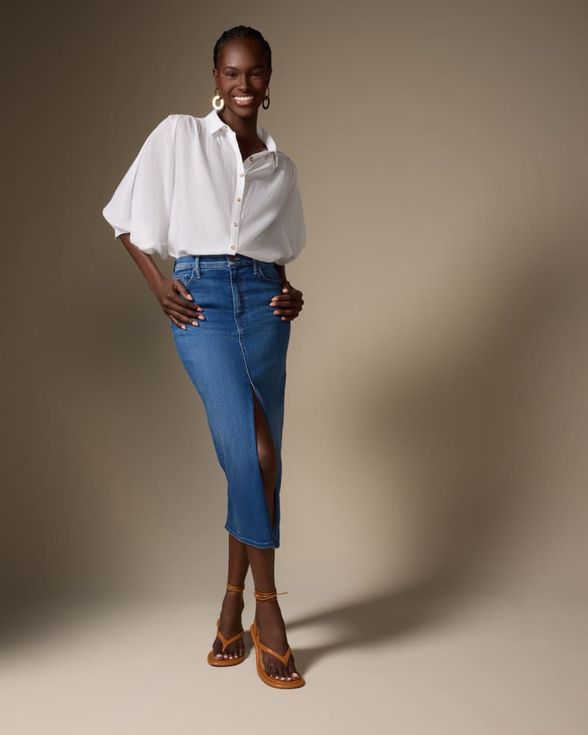 Mother denim midi skirt cheap