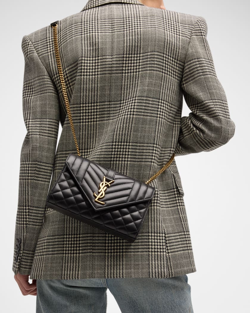 Envelope Triquilt Small YSL Shoulder Bag in Smooth Leather