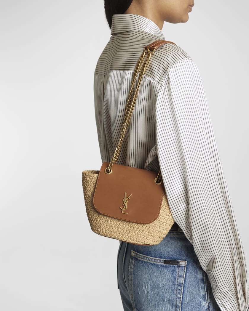 Panier Mini YSL Flap Crossbody Basket Bag in Raffia