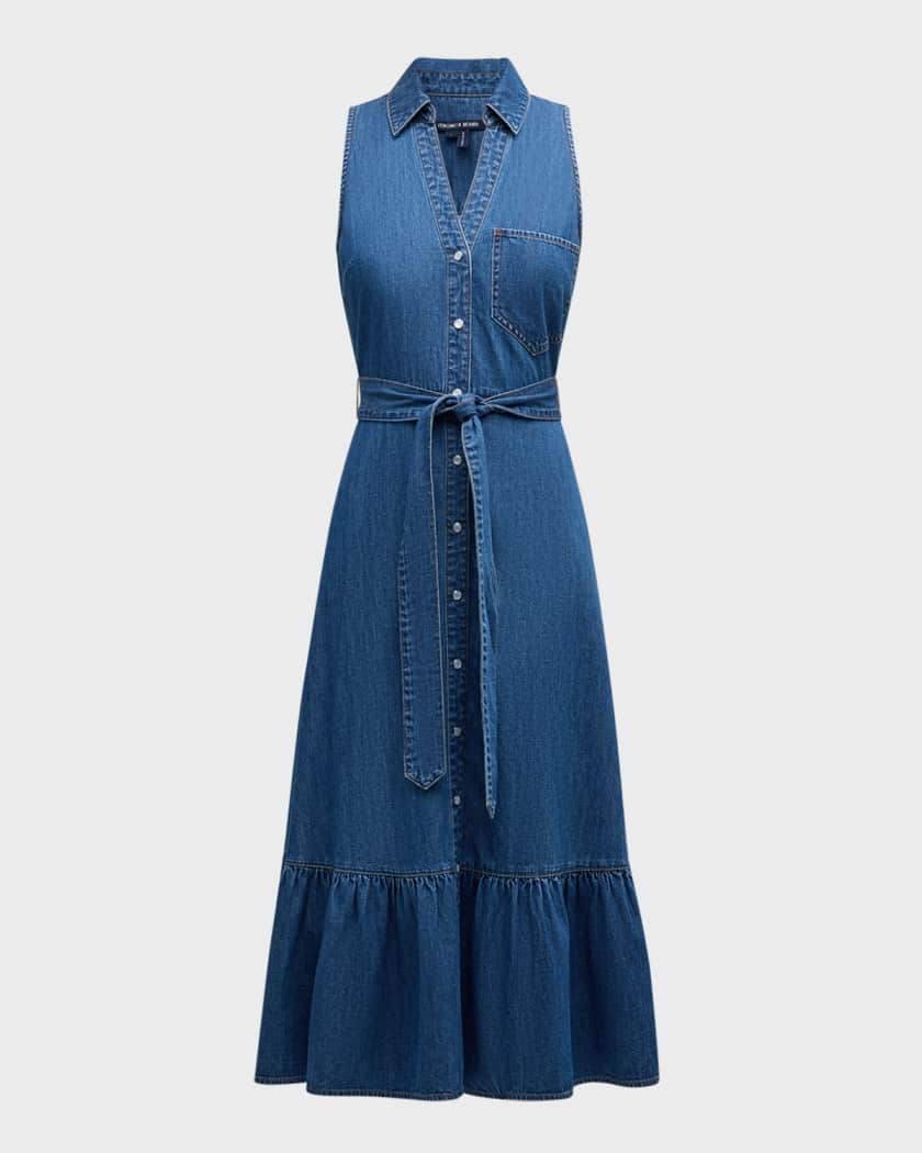 Edwina Sleeveless Chambray Dress