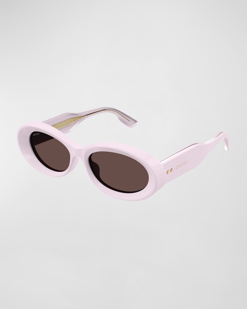 Beveled Acetate Oval Sunglasses | Neiman Marcus