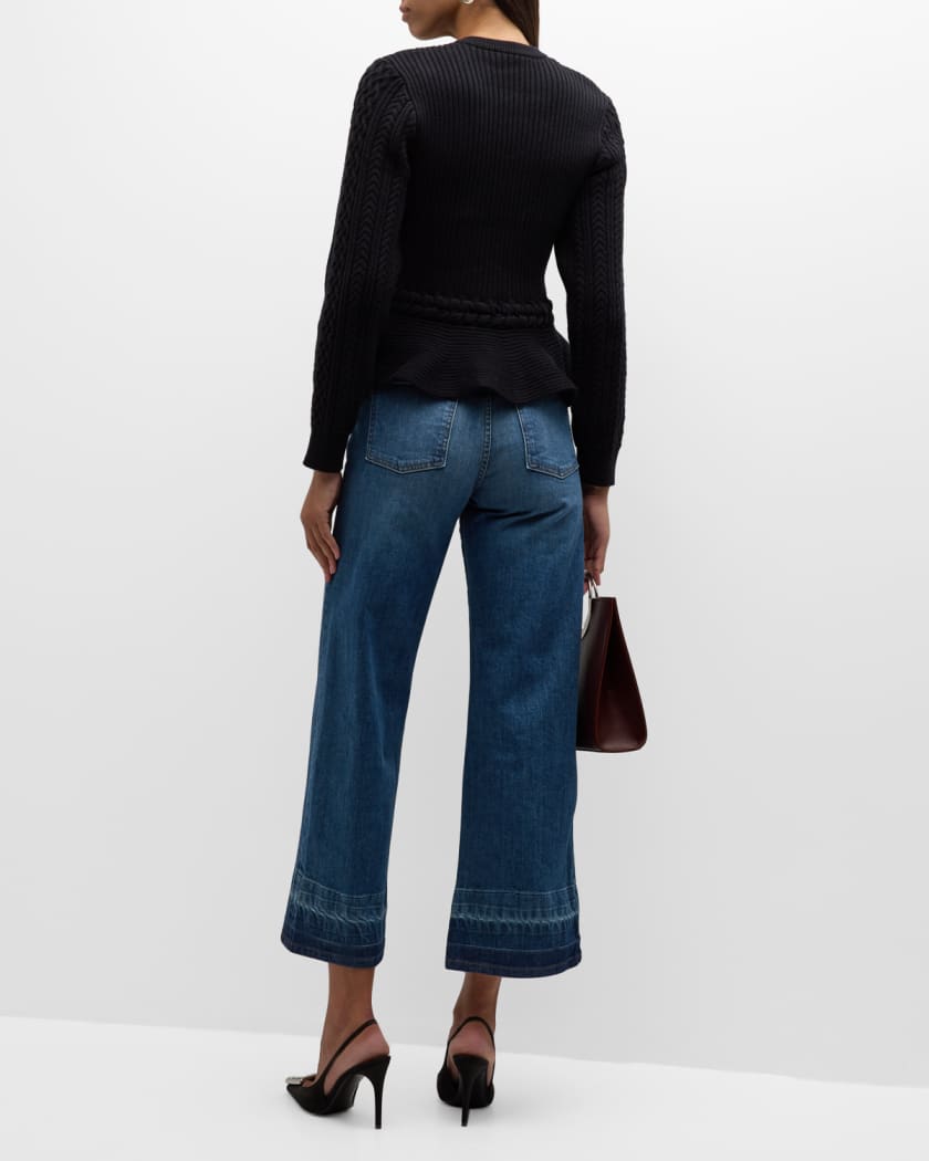 Andi Mixed-Knit Cotton Peplum Jacket