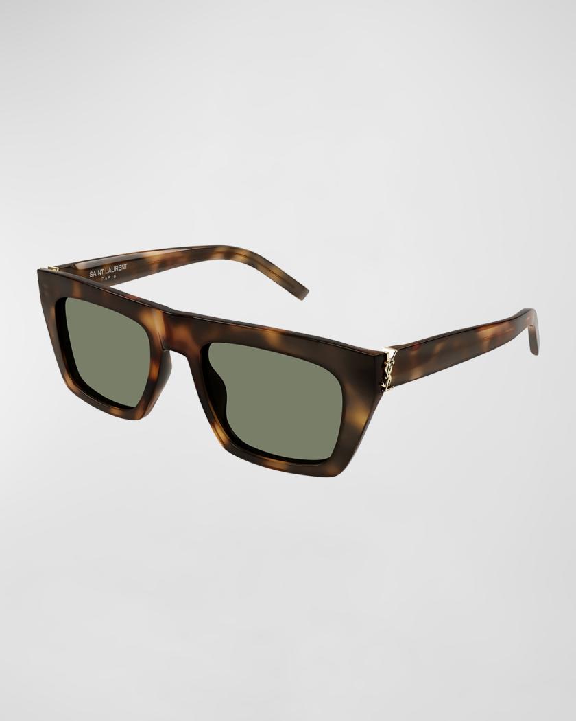 YSL Acetate Flat-Top Rectangle Sunglasses | Neiman Marcus display picture 1