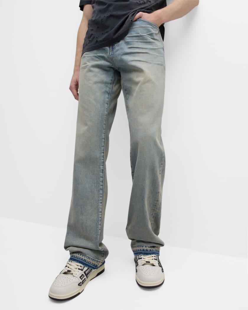 Men's Faded Straight-Leg Jeans