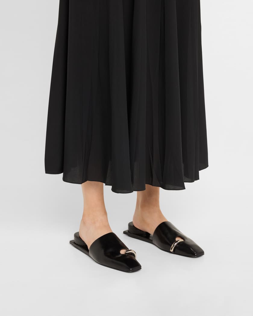 Leather Toe-Ring Ballerina Mules