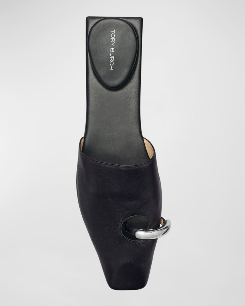 Leather Toe-Ring Ballerina Mules