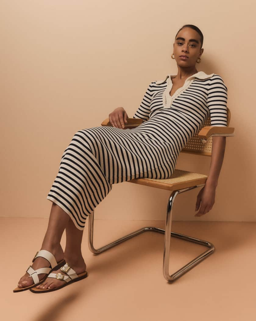 A.L.C. Darcy Stripe Rib-Knit Midi Dress | Neiman Marcus