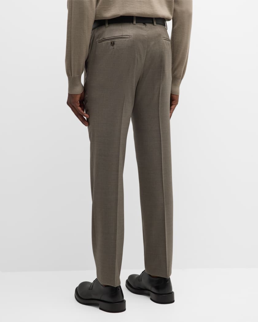 Giorgio Armani Men's Stone Wool Trousers | Neiman Marcus