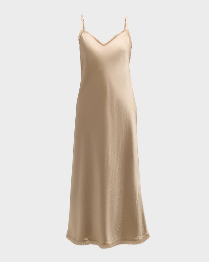 Palm Satin Slip Midi Dress