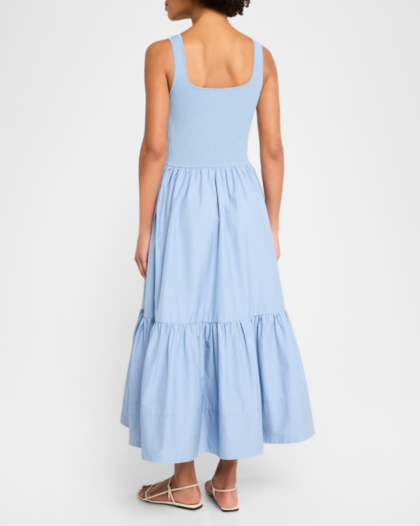 Josephina Sleeveless Rib and Poplin Midi Dress