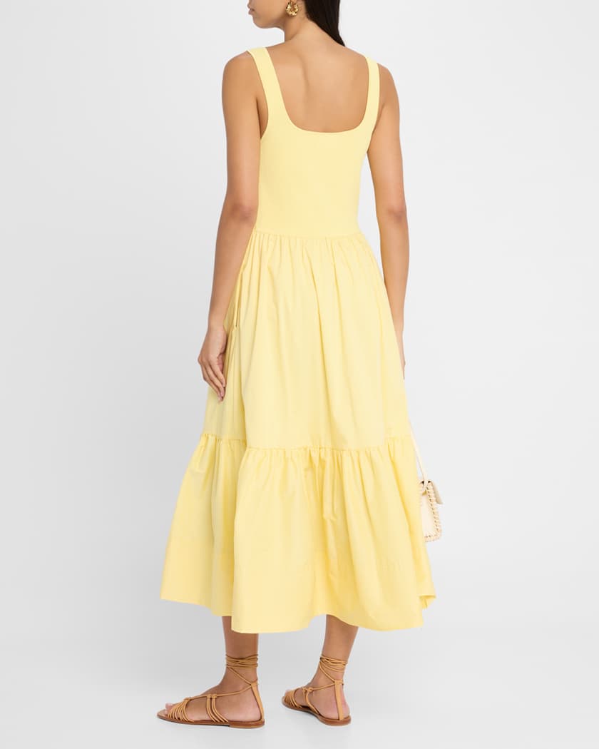 Josephina Sleeveless Rib and Poplin Midi Dress