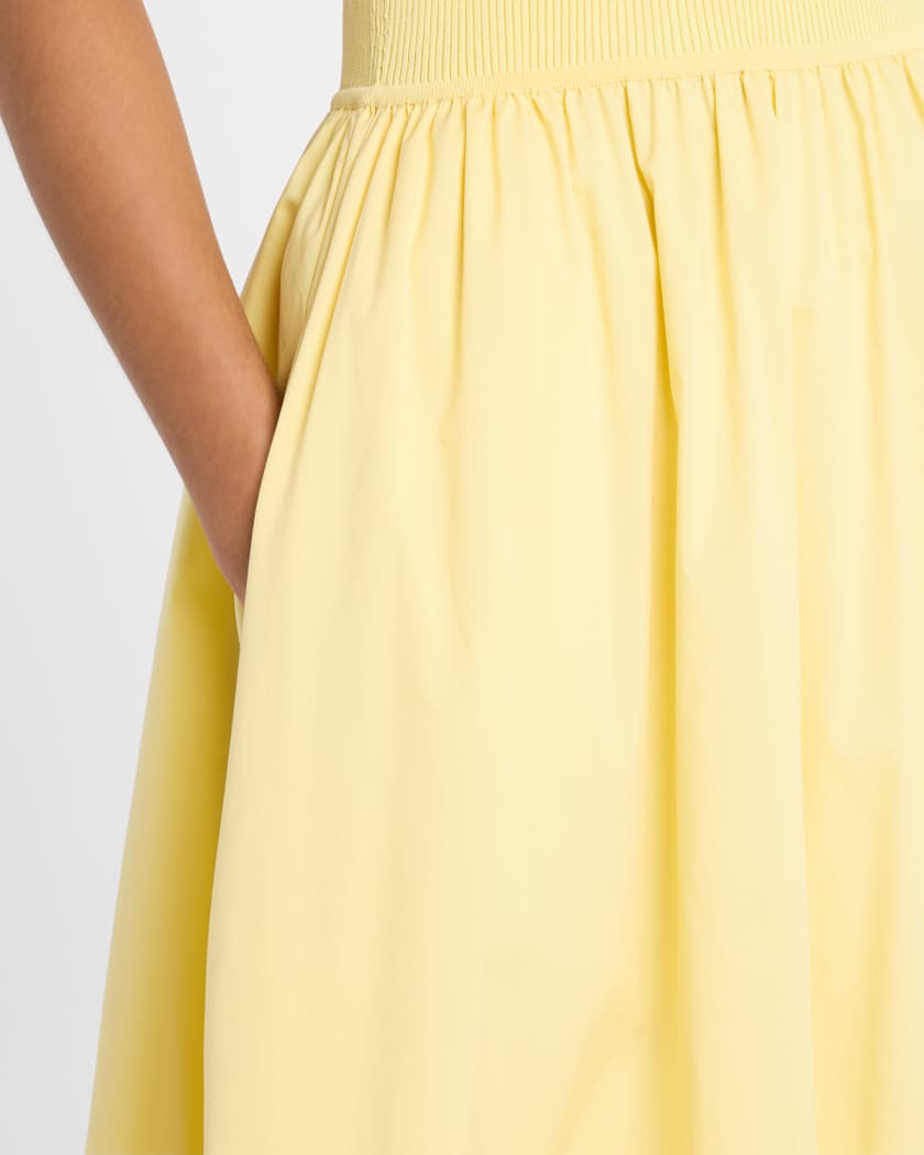 Josephina Sleeveless Rib and Poplin Midi Dress