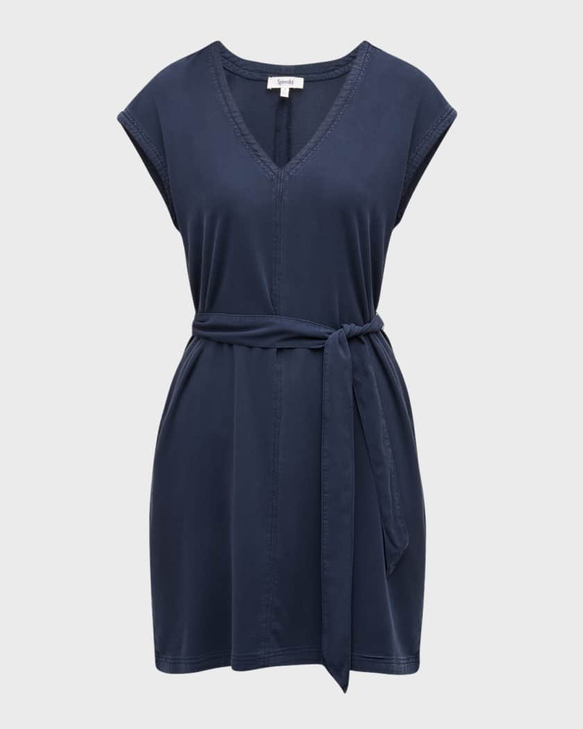 Splendid Addison Sleeveless V Neck Waist Tie Mini Dress Neiman