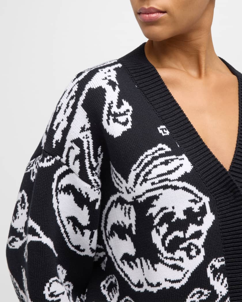 Off-White Tattoo-intarsia cotton-blend cardigan - Black