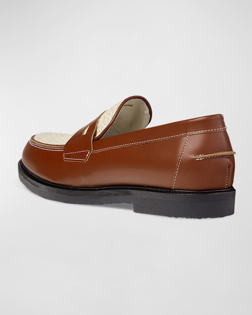Men's Wilde Rattan and Leather Penny Loafers