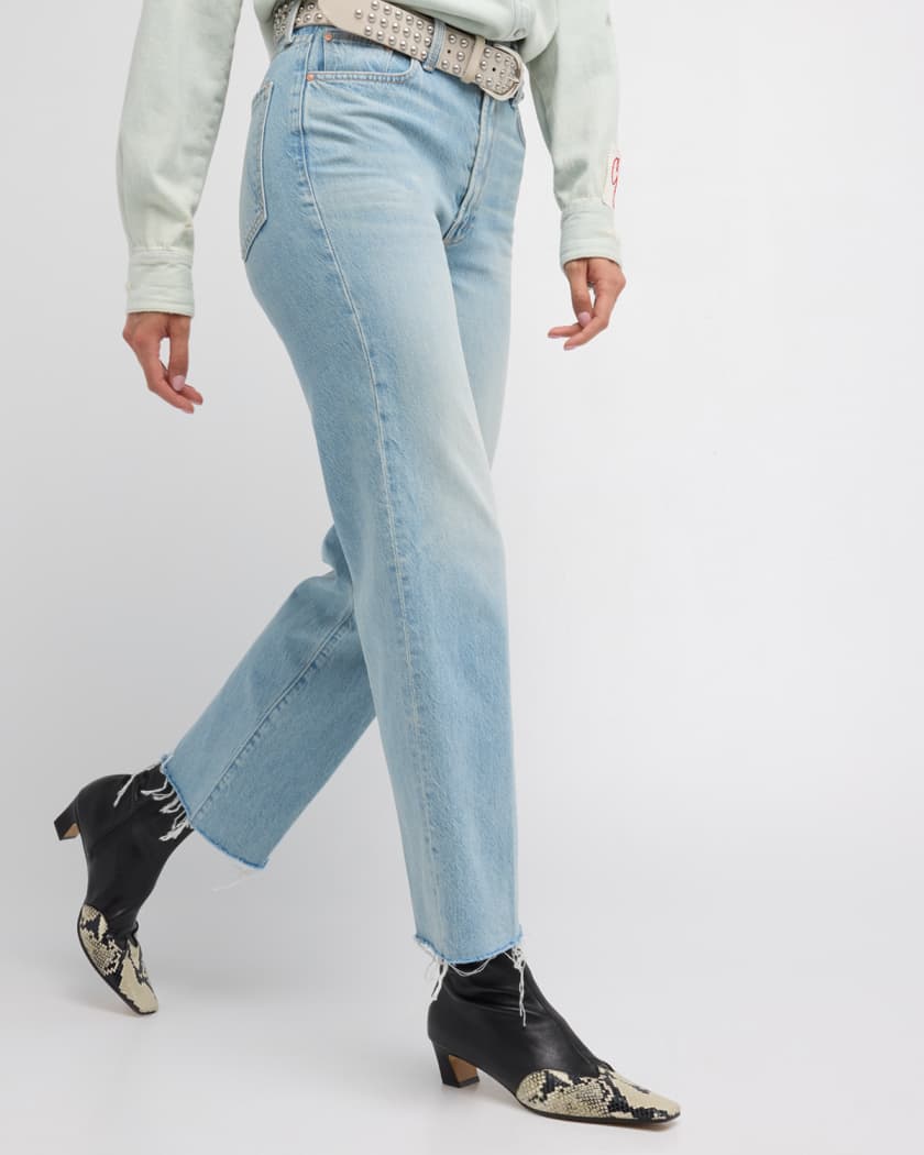 MOTHER The Rambler Zip Ankle Fray Jeans | Neiman Marcus