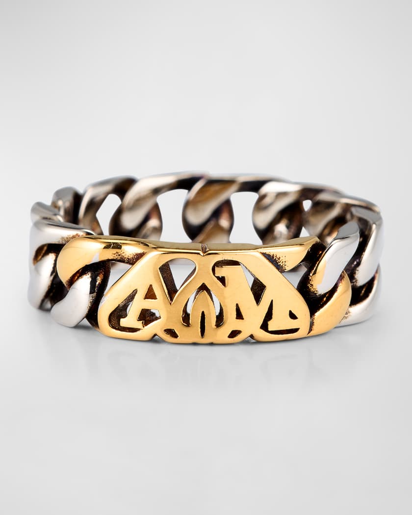 Men's Two-Tone Seal Logo Chain Ring