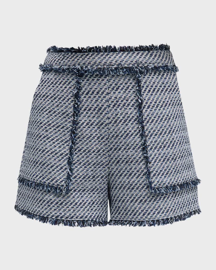 Cotton Blend Bouclé Tweed Shorts