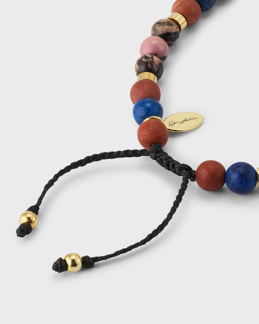 Men's Mixed Gemstone Beaded Pull Cord Bracelet