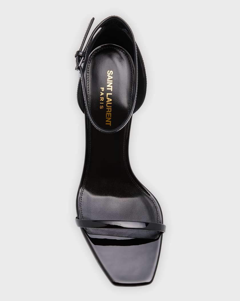 Saint Laurent Opyum Patent YSL Ankle Strap Sandals Neiman Marcus