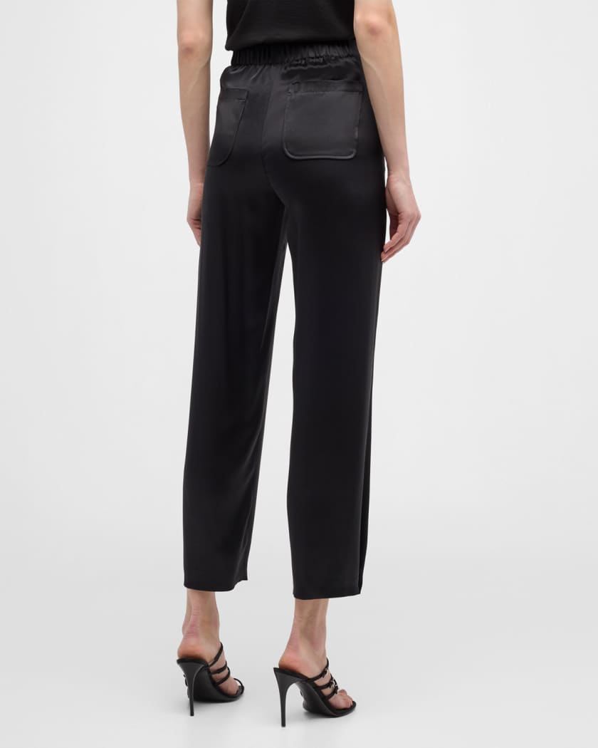 Giorgio Armani Flat-Front Straight-Leg Satin Trousers | Neiman Marcus
