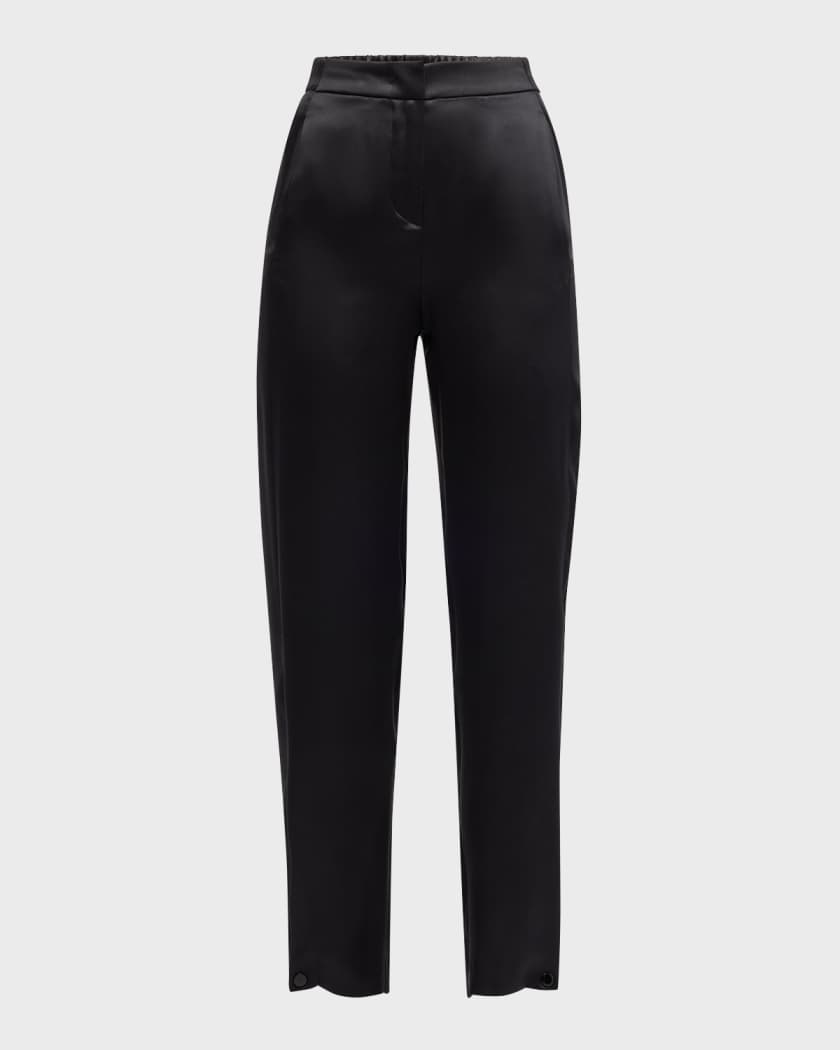 Giorgio Armani Flat-Front Straight-Leg Satin Trousers | Neiman Marcus