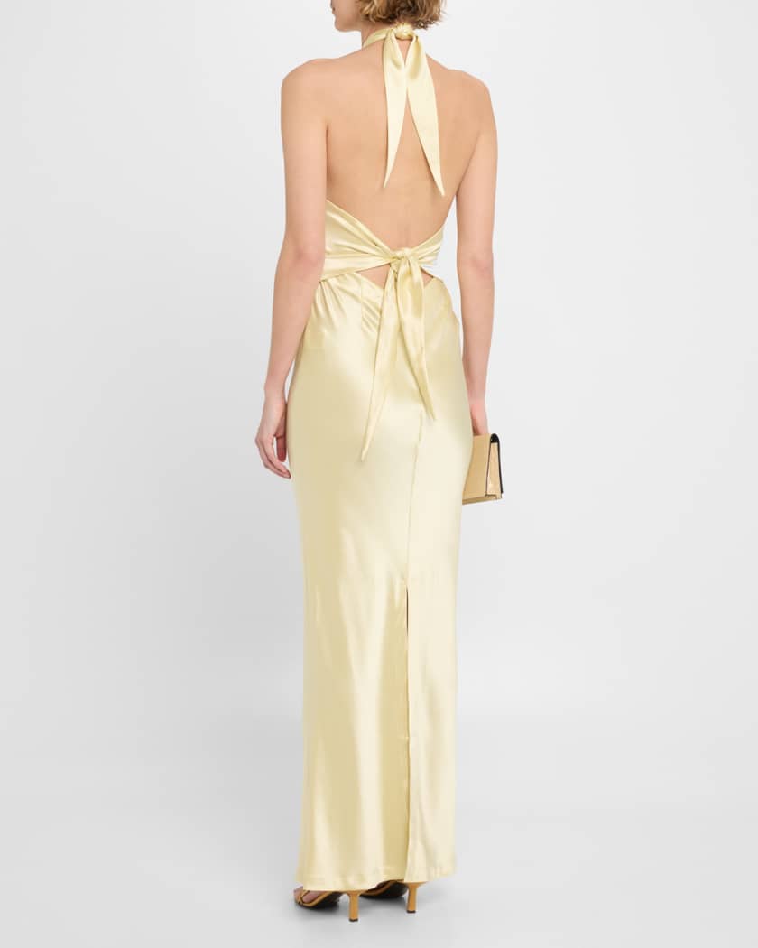 Ester Backless Halter Satin Gown