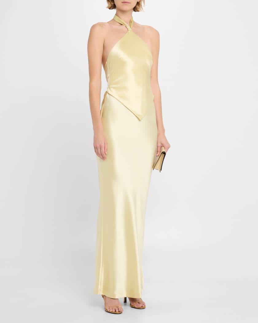 Ester Backless Halter Satin Gown