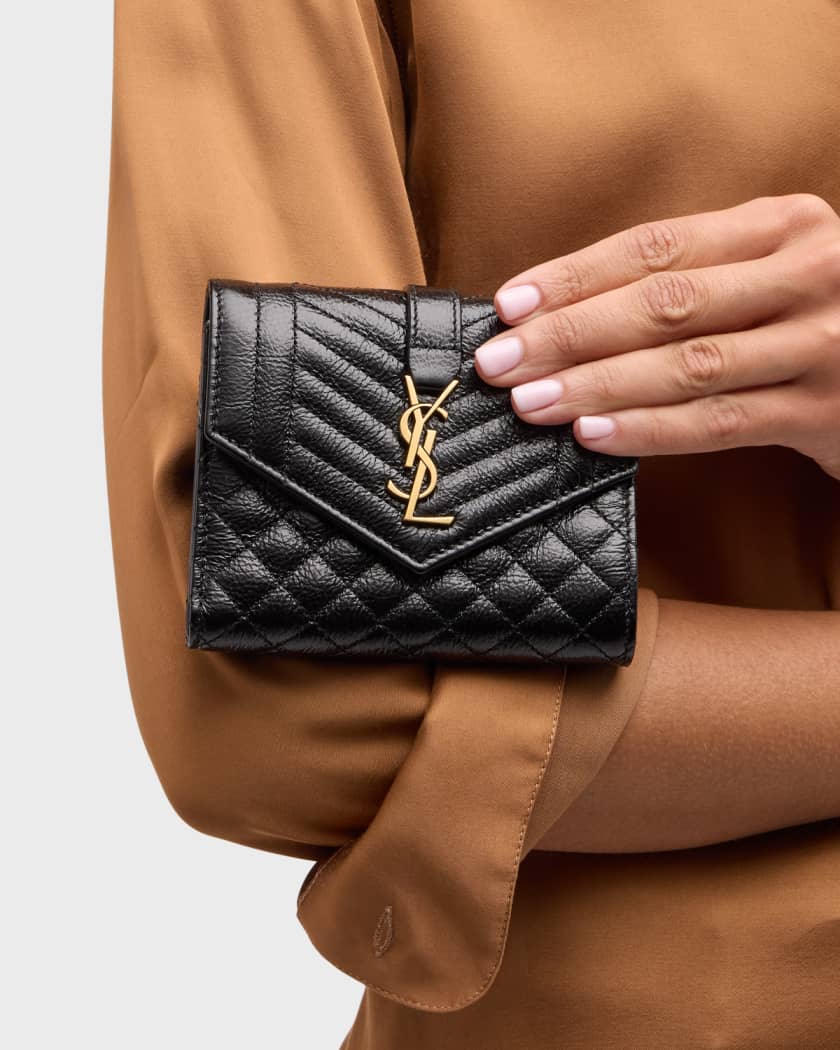 Saint laurent hotsell monogram quilted wallet