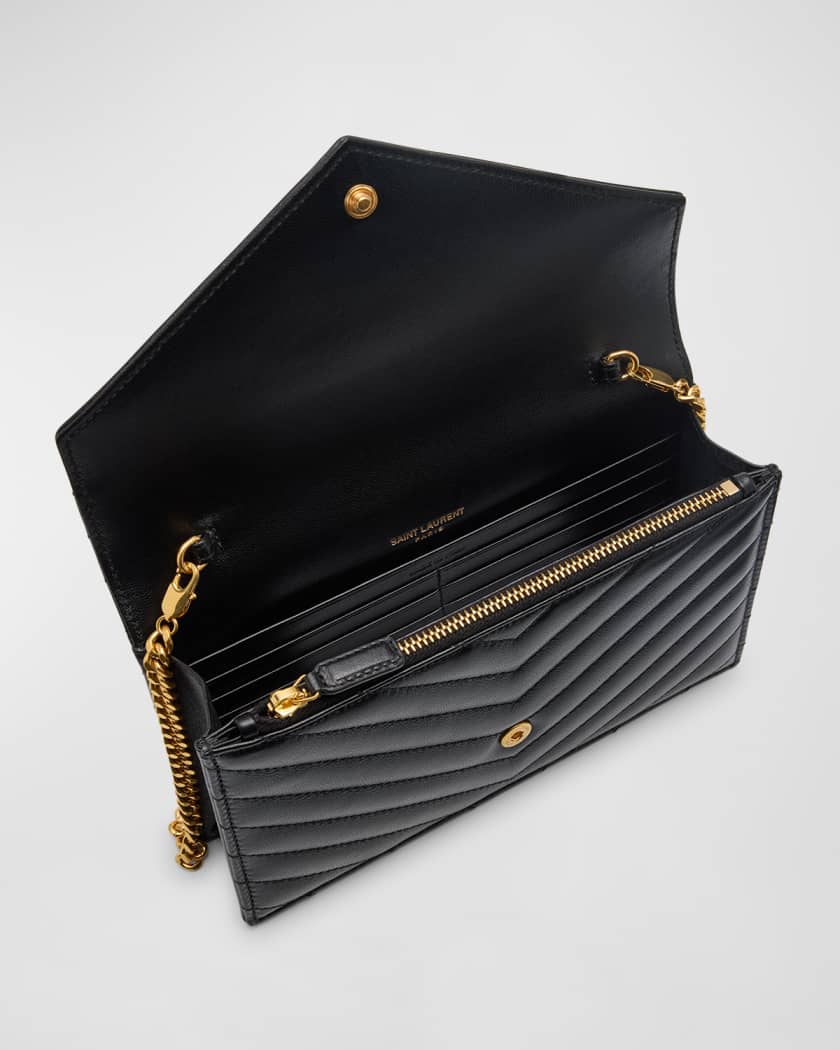 Small YSL Wallet on Chain in Quilted Leather 