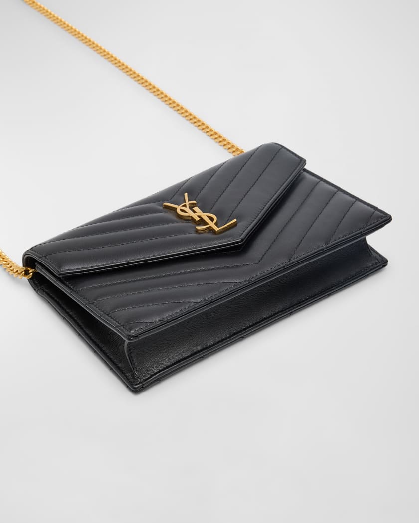 Small YSL Wallet on Chain in Quilted Leather 