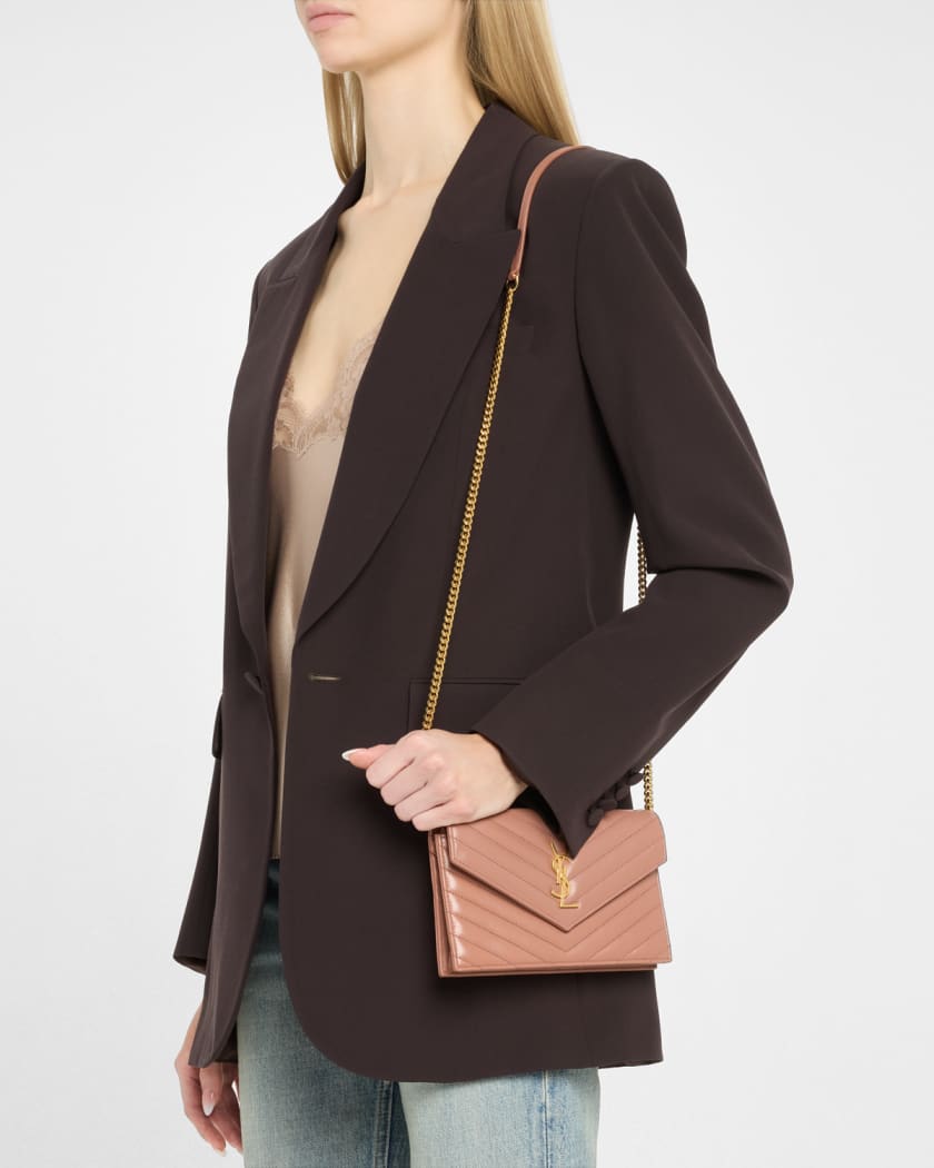 Small YSL Wallet on Chain in Quilted Leather 