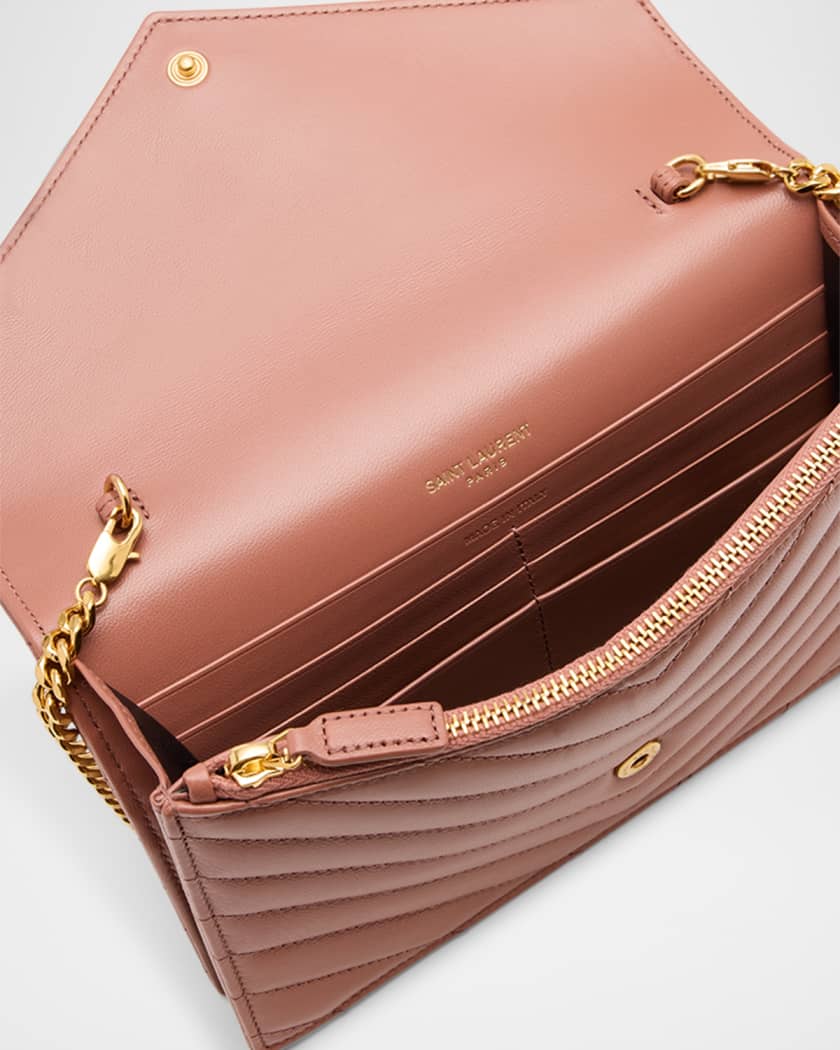 Small YSL Wallet on Chain in Quilted Leather 