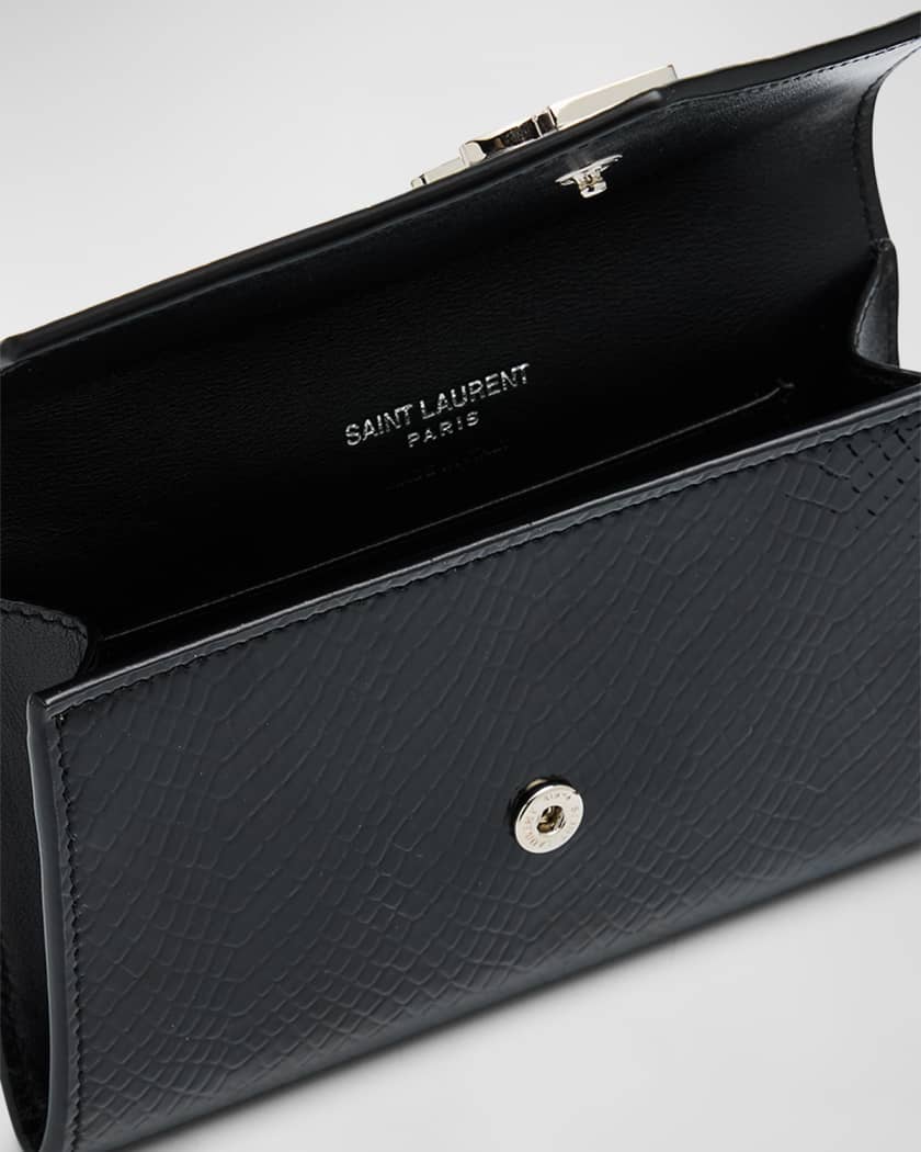 Small YSL Flap Wallet in Python-Embossed Leather 