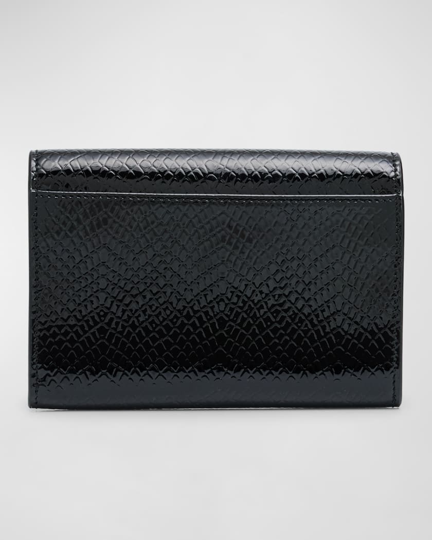 Small YSL Flap Wallet in Python-Embossed Leather 