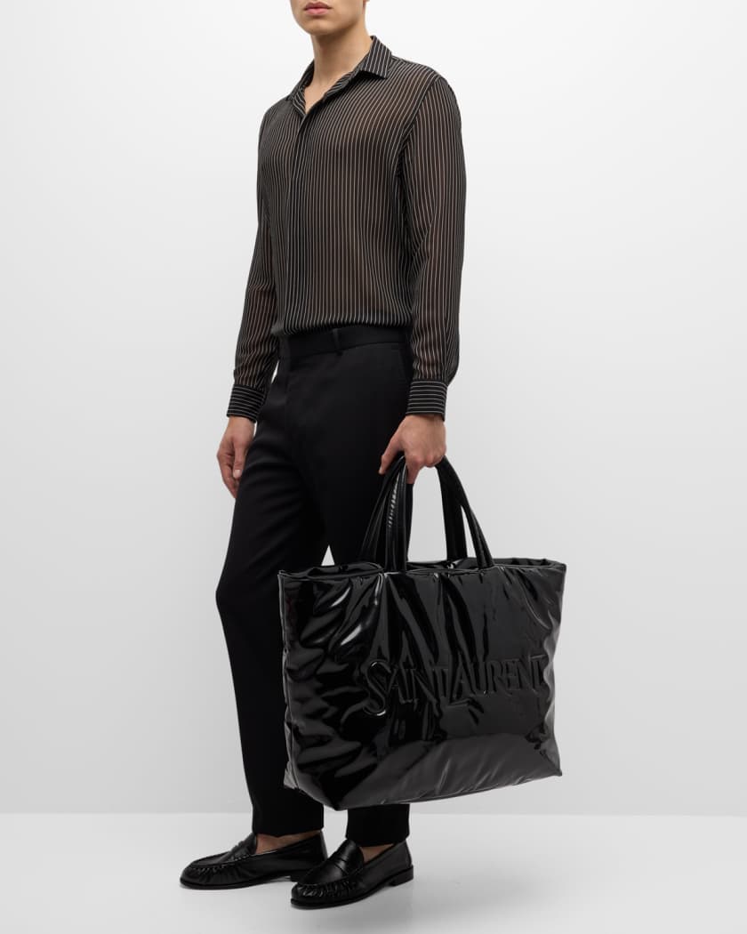Men's Patent Leather Maxi Tote Bag 