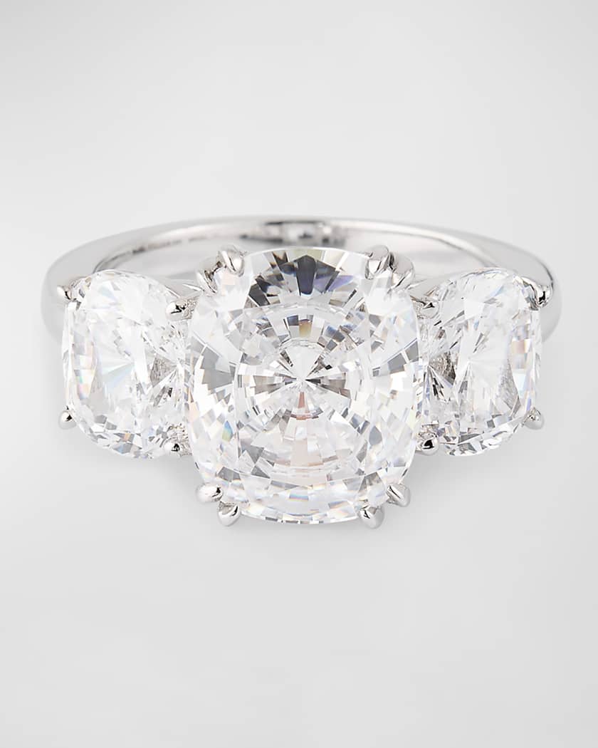 Cuhion Cut Cubic Zirconia Ring with Cushion Cut Sides