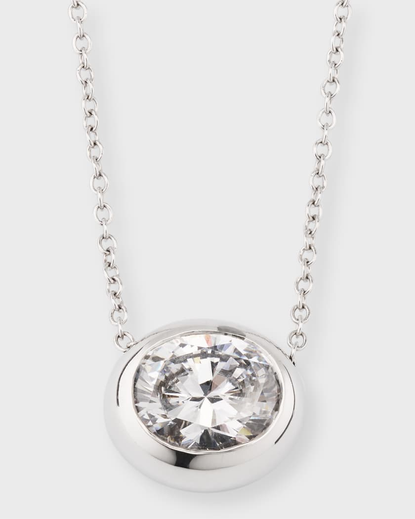 Fantasia by DeSerio Cubic Zirconia Bezel Set Oval Necklace