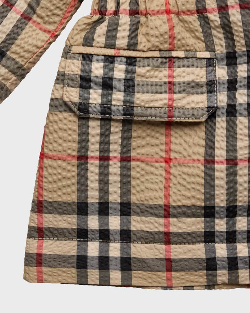 Girl's Bridget Check-Print Lightweight Coat