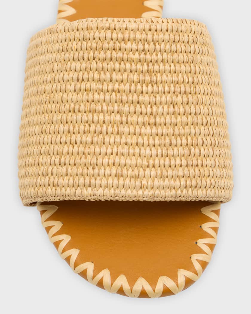 Salerno Raffia Flat Slide Sandals