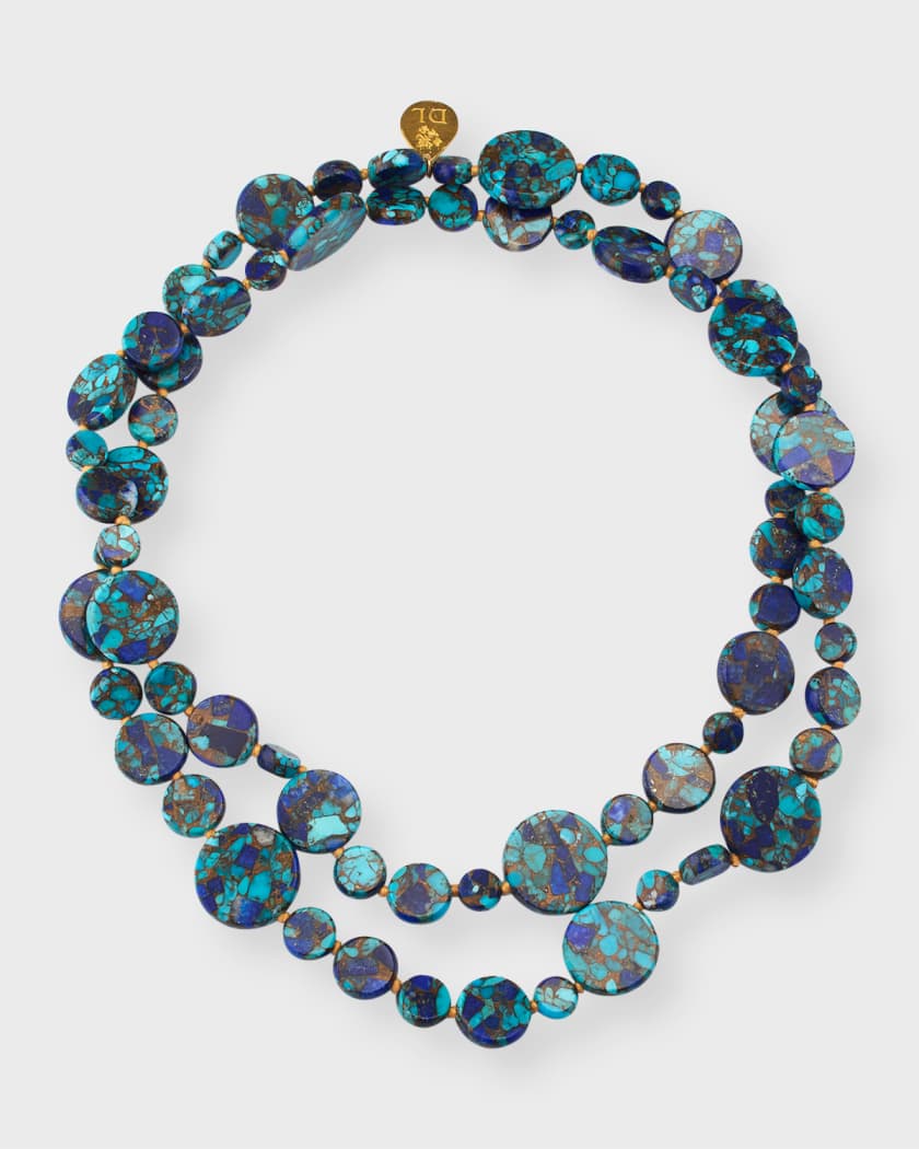Devon Leigh Long Blue Coin Necklace 36