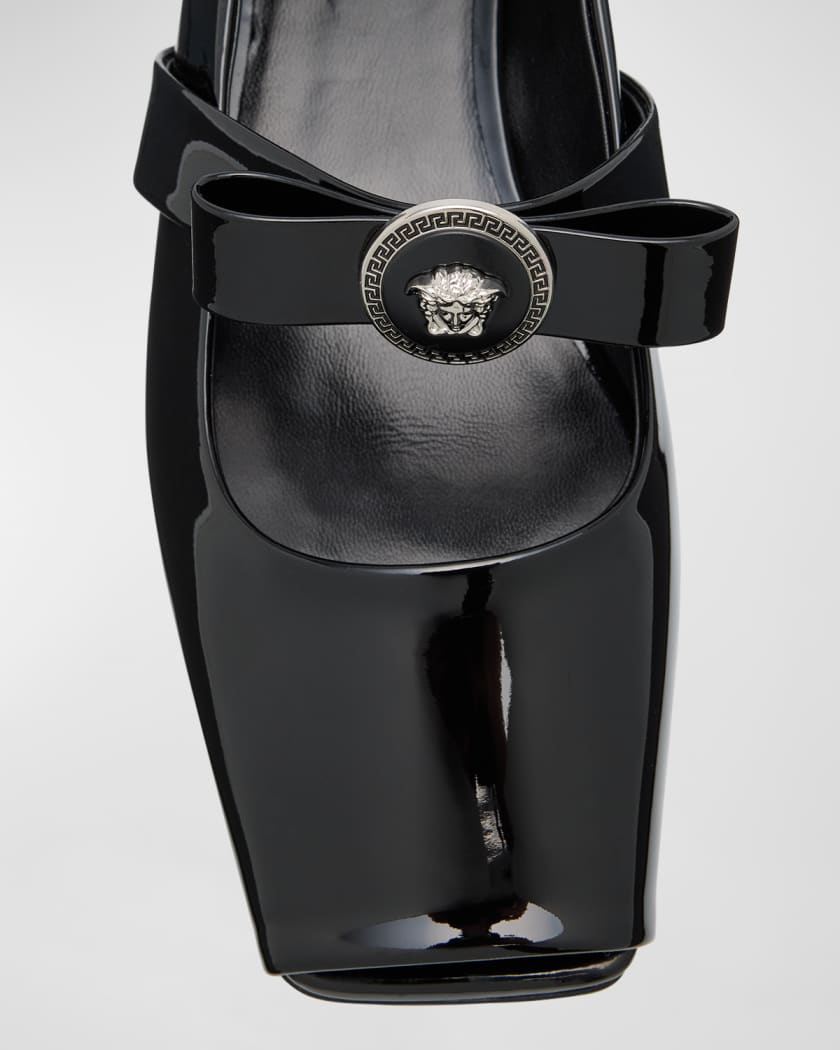 Versace Kids Medusa patent-leather ballerina shoes - Black
