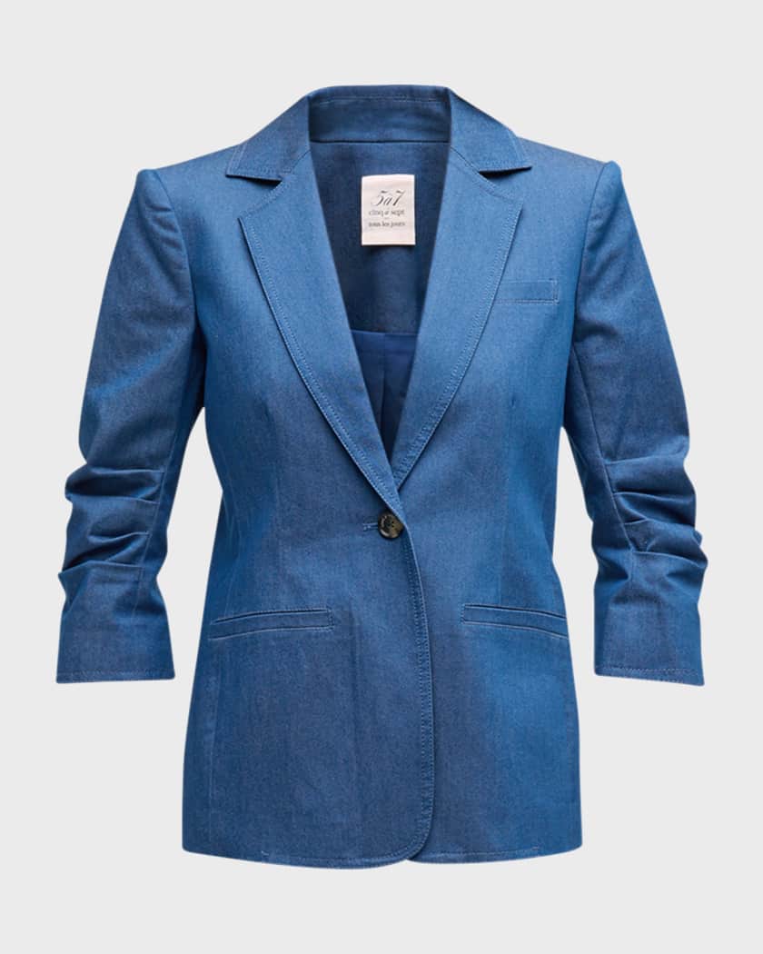 Denim Khloe Scrunched Sleeve Blazer