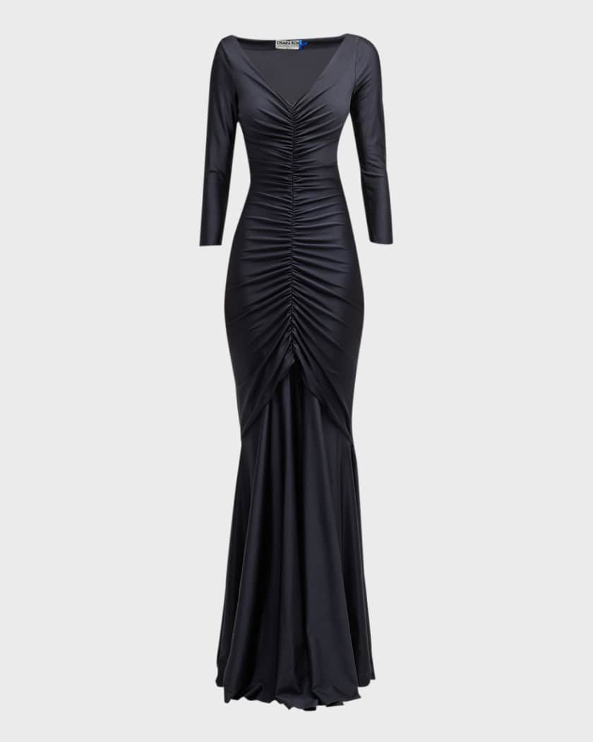Ruched Front Slit Mermaid Gown